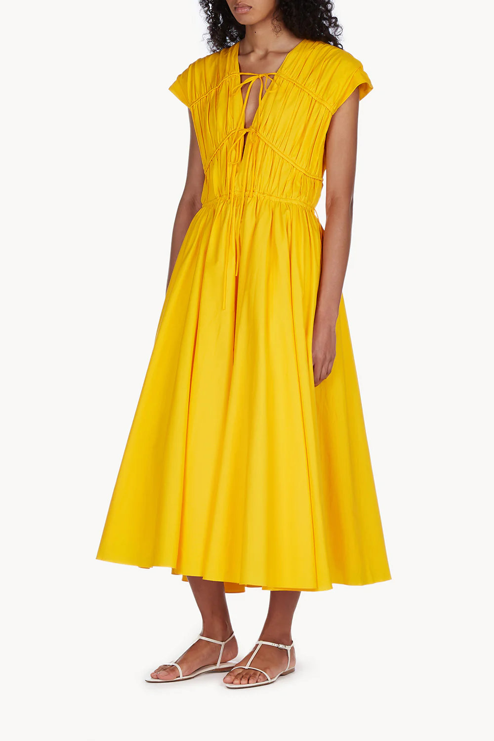 Ceres Cotton Midi Dress Golden Yellow - Image 3