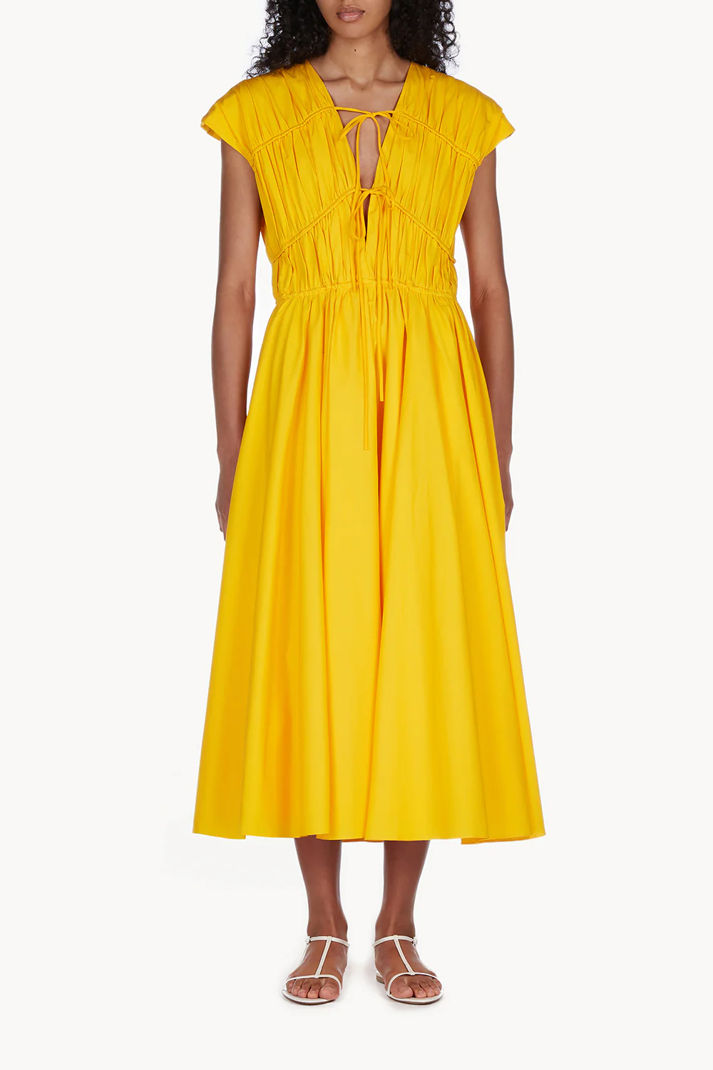 Ceres Cotton Midi Dress Golden Yellow - Image 6