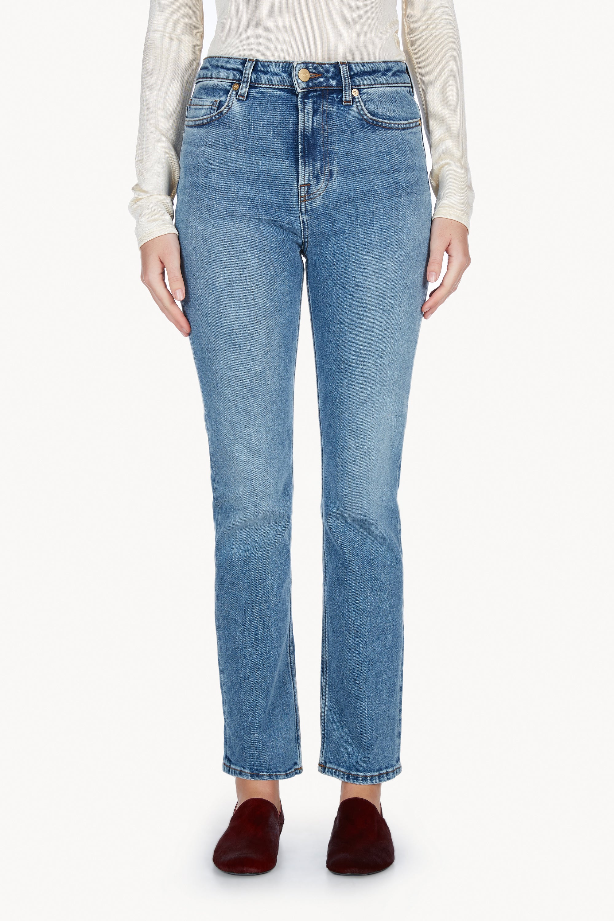 Marlo Straight Leg Jean Mid Blue Length 32" - Image 3